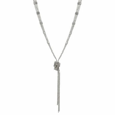 Silver multi row knotted necklace